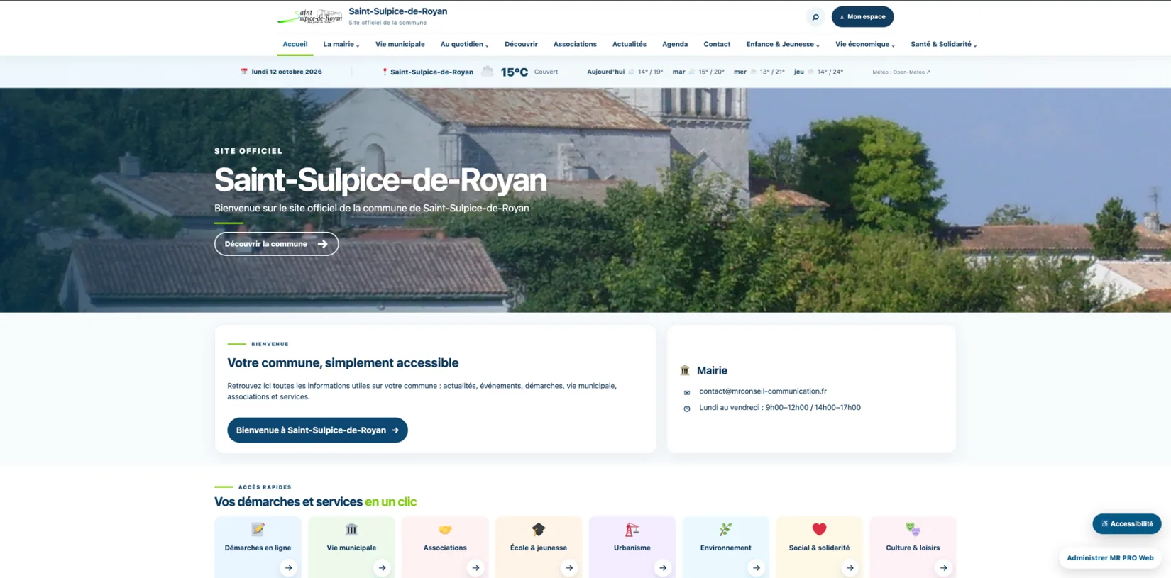 Capture réelle du site MR PRO Web